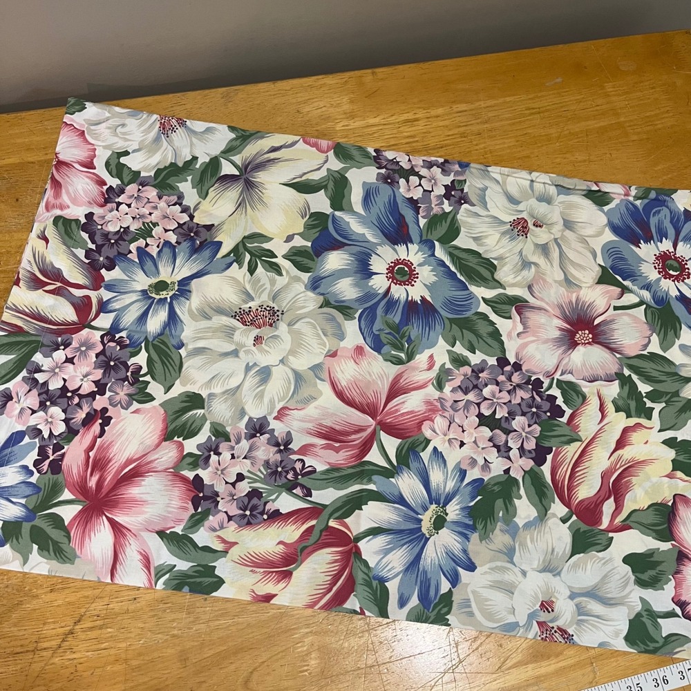 Springmaid‎ Vintage Floral Pillowcase Standard Pink Blue Purple Percale Cotton